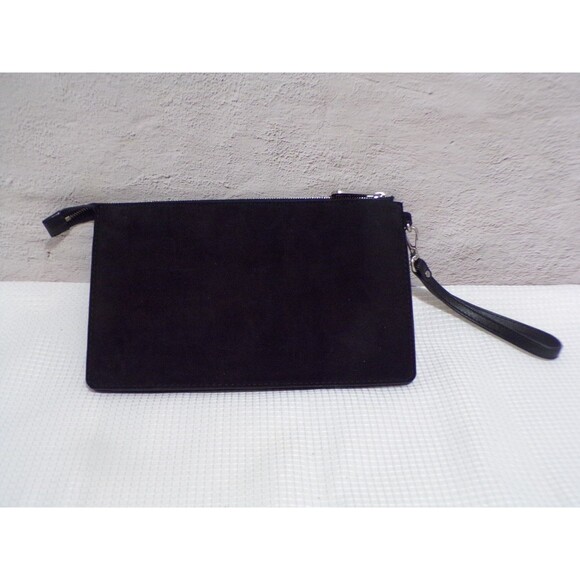 Michael Kors Black Velvet & Leather Wristlet Silver Accents - Picture 3 of 5